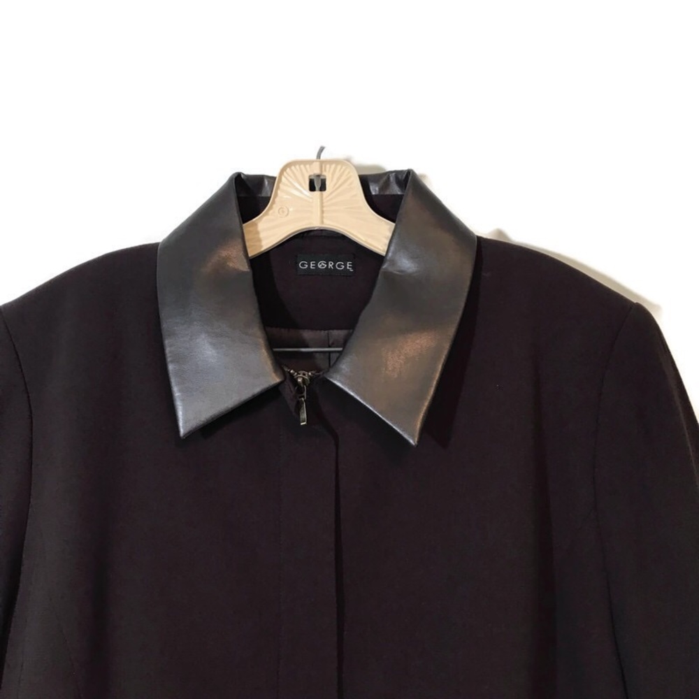 Skirt and Jacket set faux leather accent brown